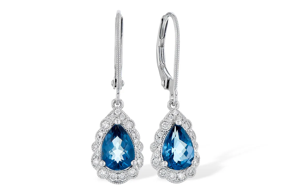 London Blue Topaz Earrings in white gold