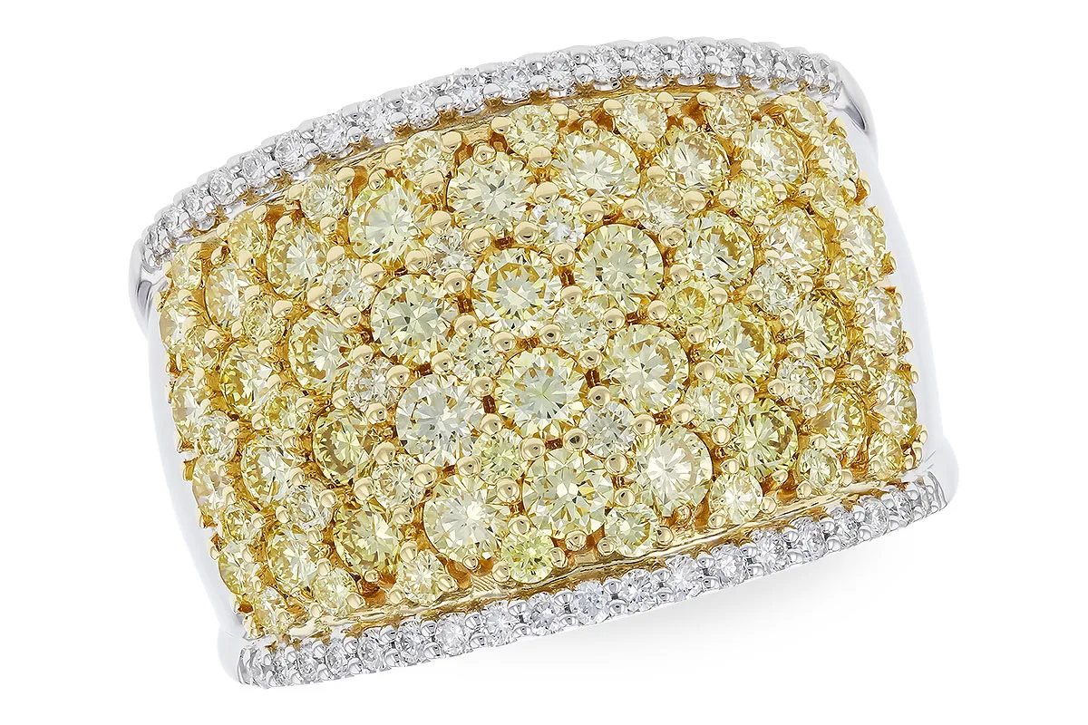 Diamond & Yellow Diamond Wedding Band in yellow & white