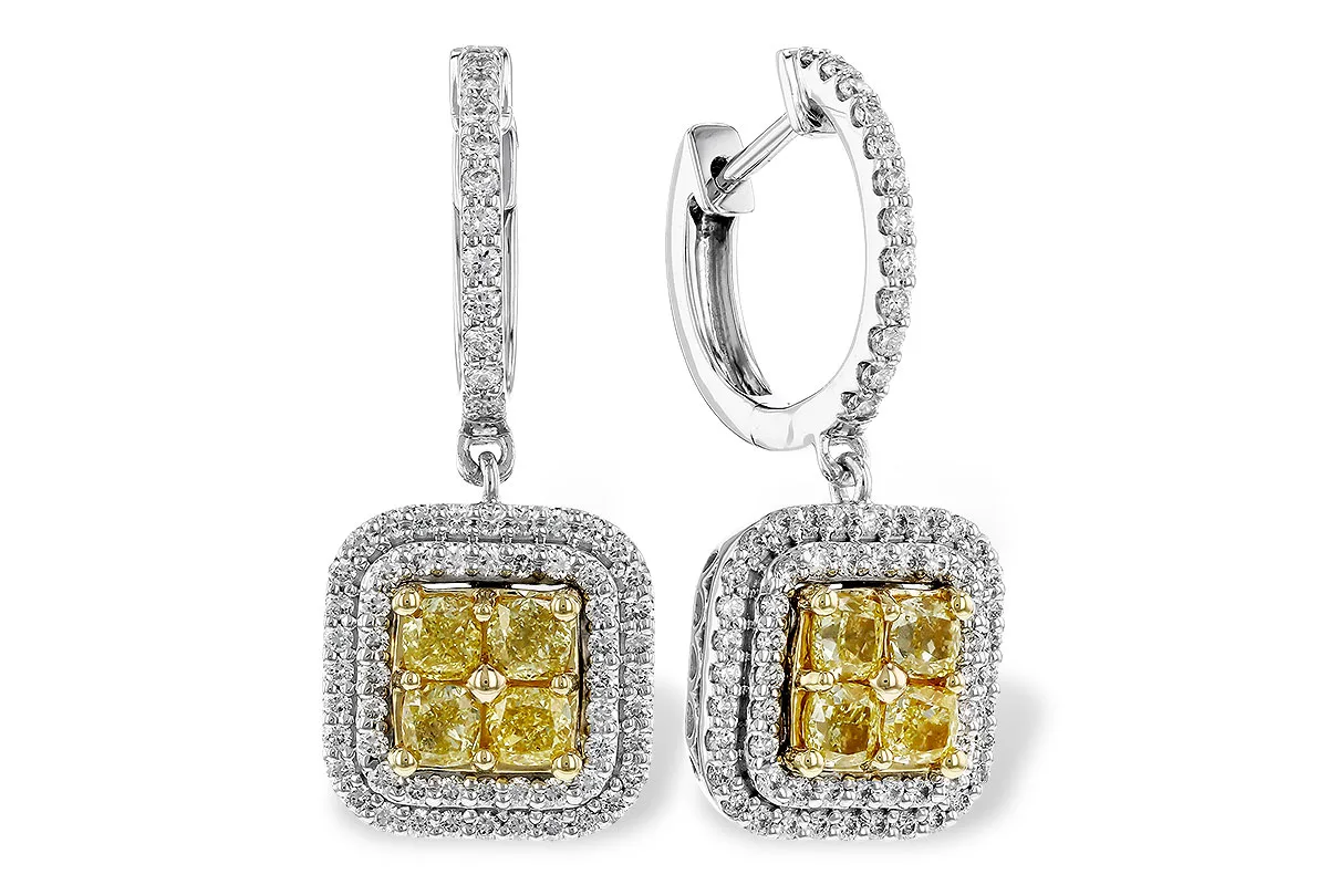 Diamond Fancy Earrings in yellow & white
