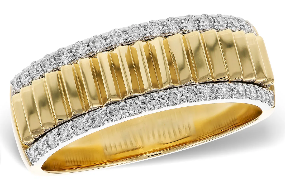 Diamond Wedding Band in yellow & white