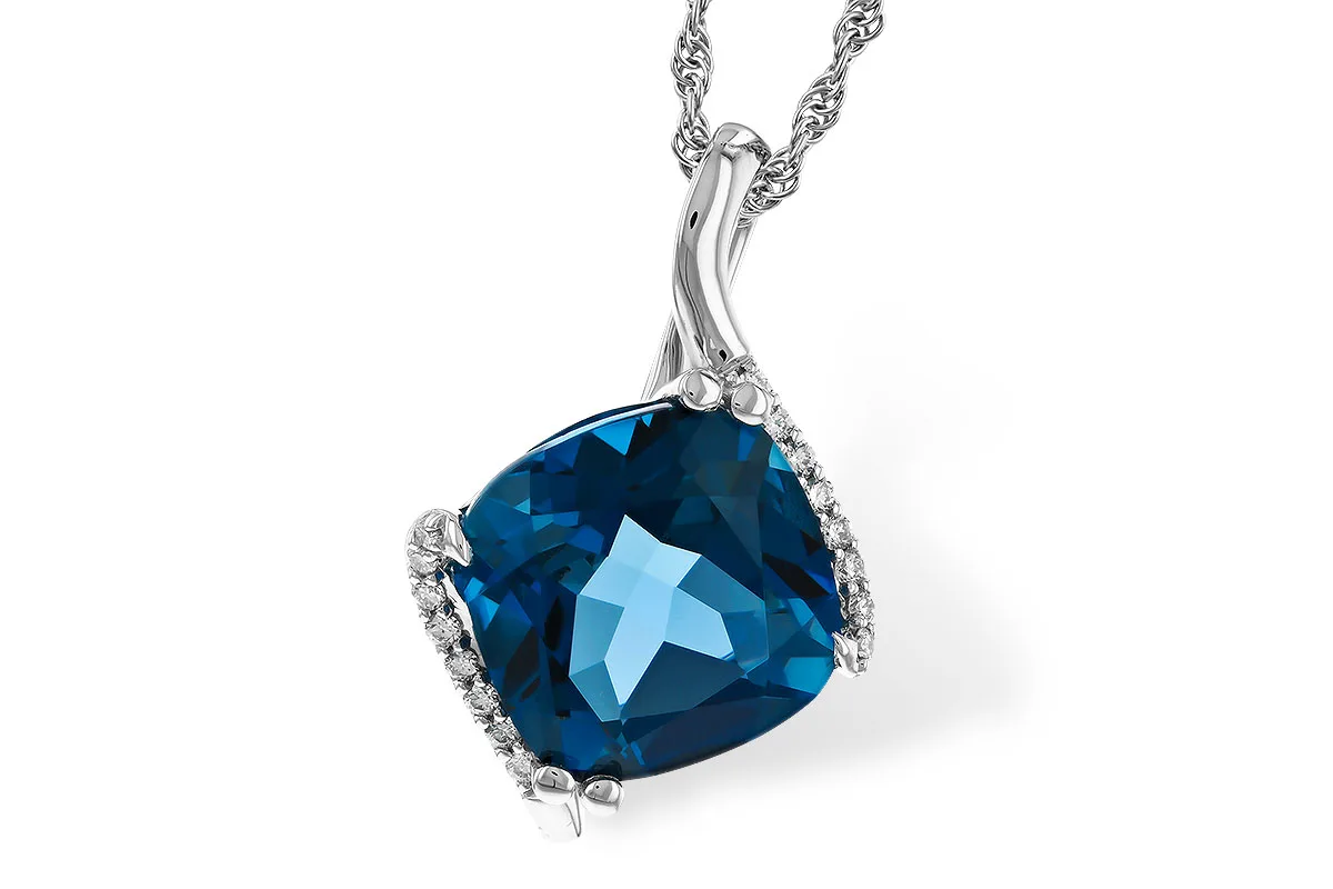 London Blue Topaz Necklace in white gold