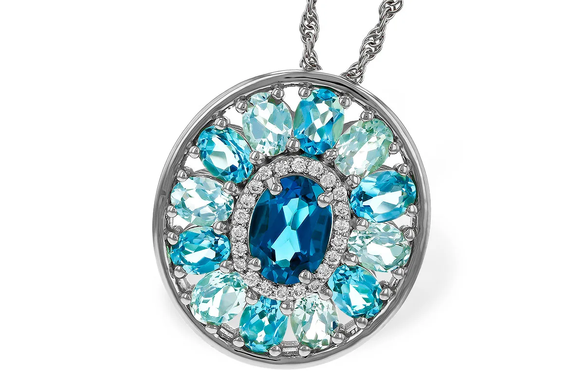 Blue Topaz Necklace in white gold