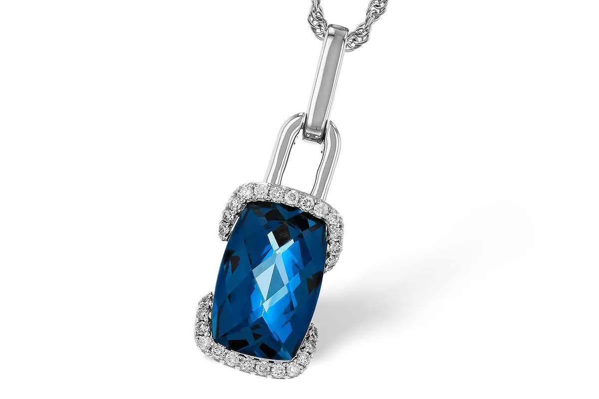 London Blue Topaz Necklace in white gold