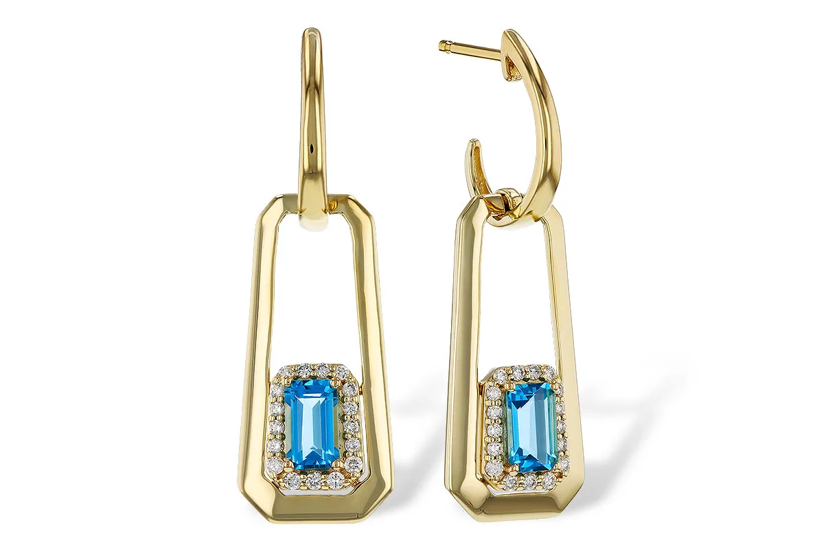 Blue Topaz Earrings in yellow gold