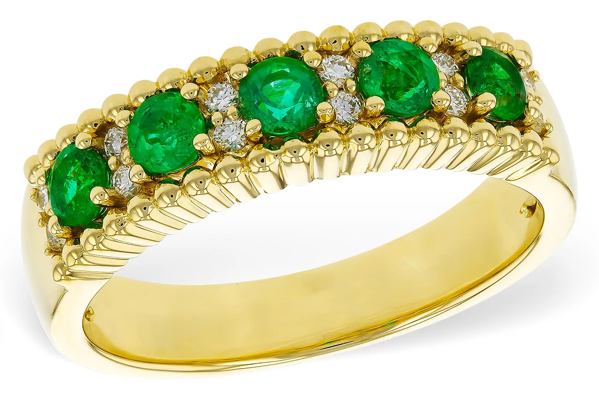Emerald Wedding Band in yellow gold