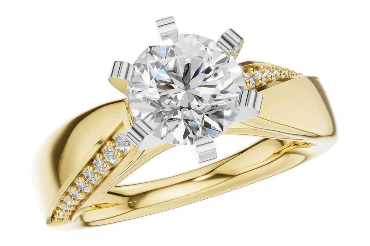 Diamond Semi-Mount Engagement Ring in yellow gold