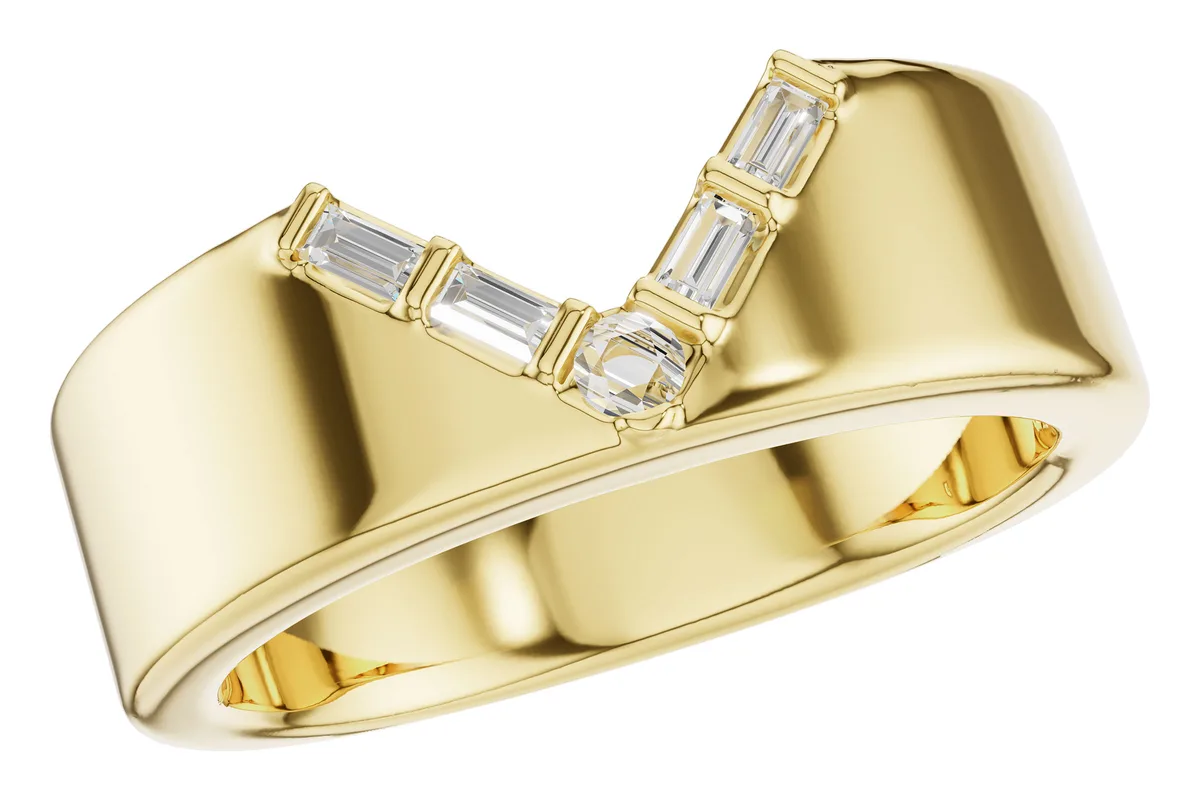 Diamond & Baguette Diamond Wedding Band in yellow gold
