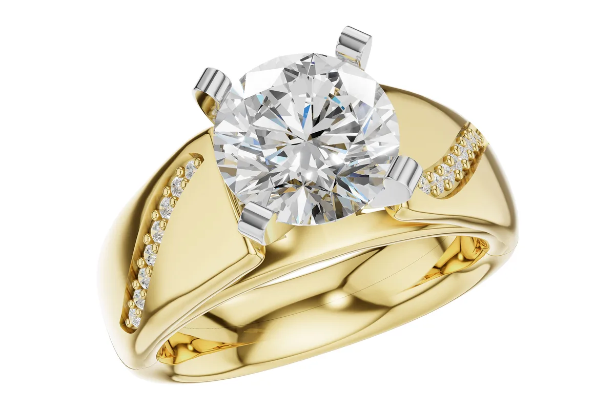 Diamond Semi-Mount Engagement Ring in yellow gold