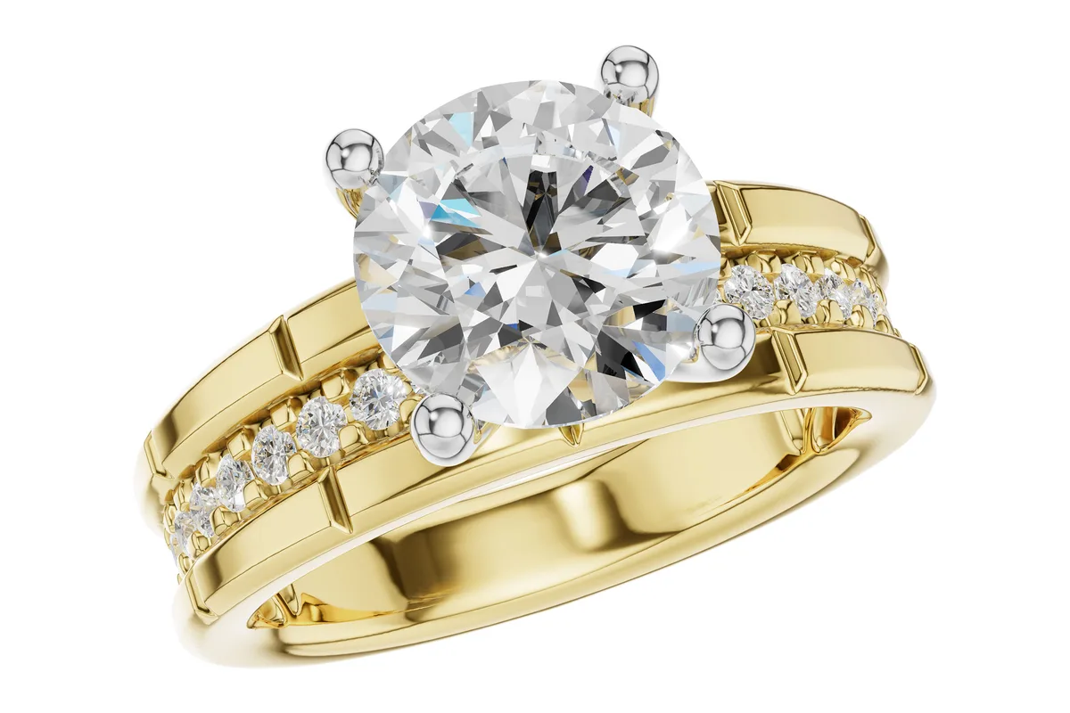 Diamond Semi-Mount Engagement Ring in yellow gold