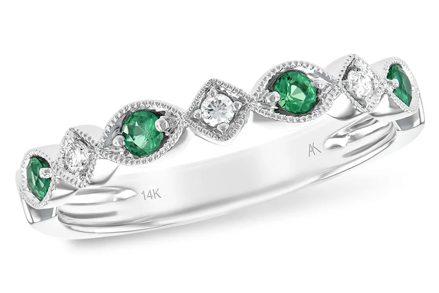 Emerald Wedding Band in white gold