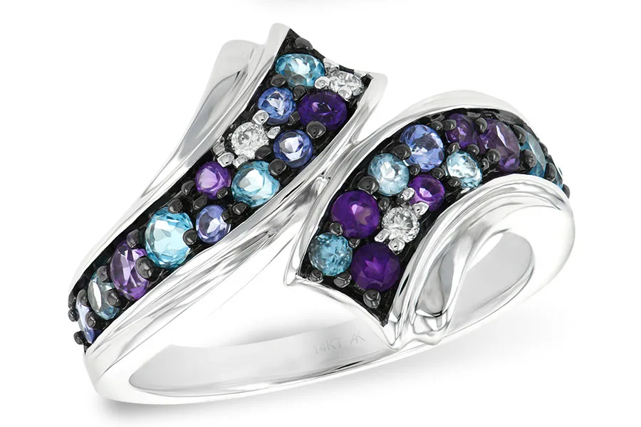 Multi-Color Gemstone Ring in white gold