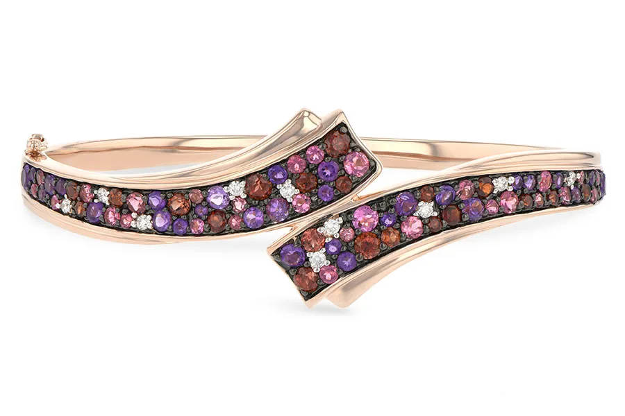 Multi-Color Gemstone Bangle in rose gold