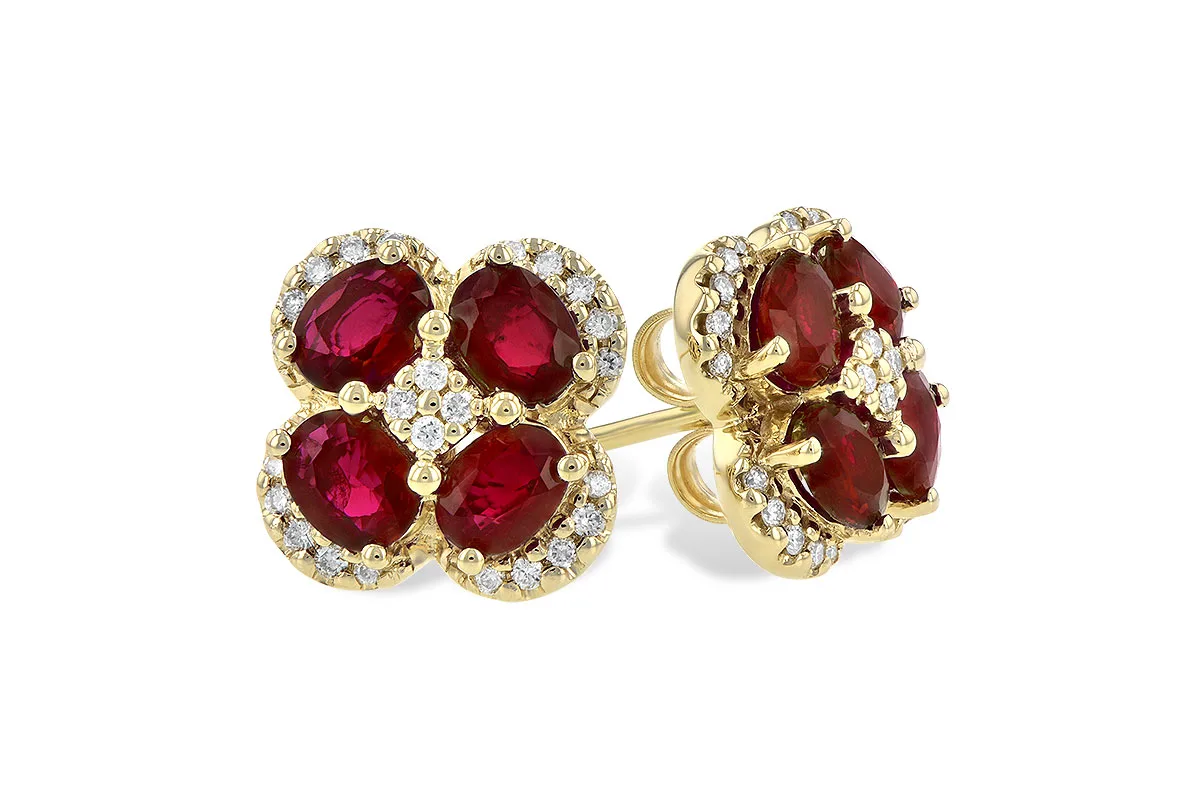 Ruby Earrings in yellow gold
