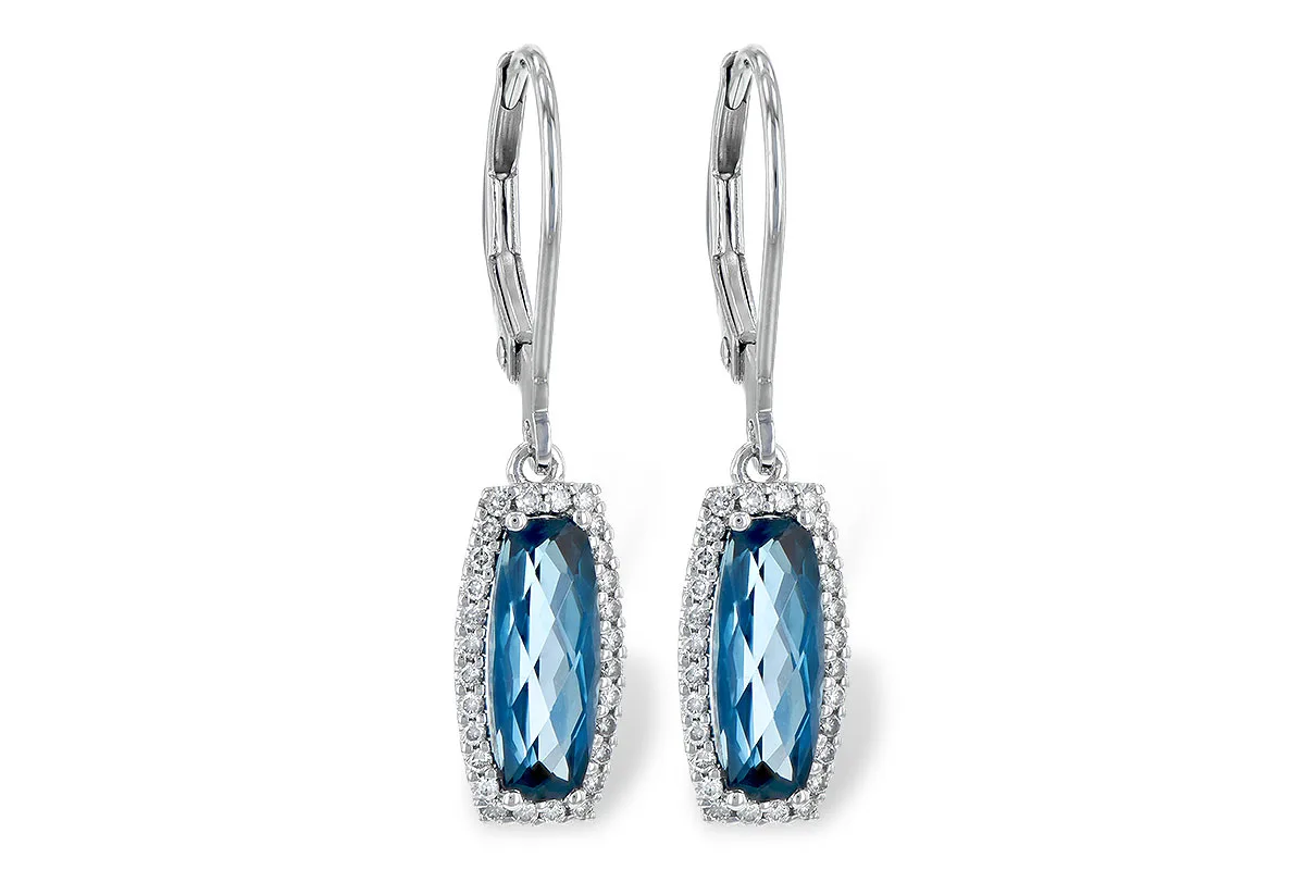 London Blue Topaz Earrings in white gold