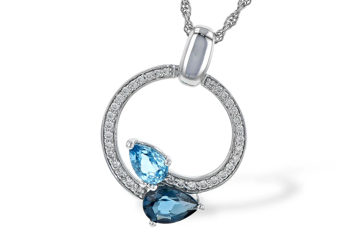 Blue Topaz Necklace in white gold