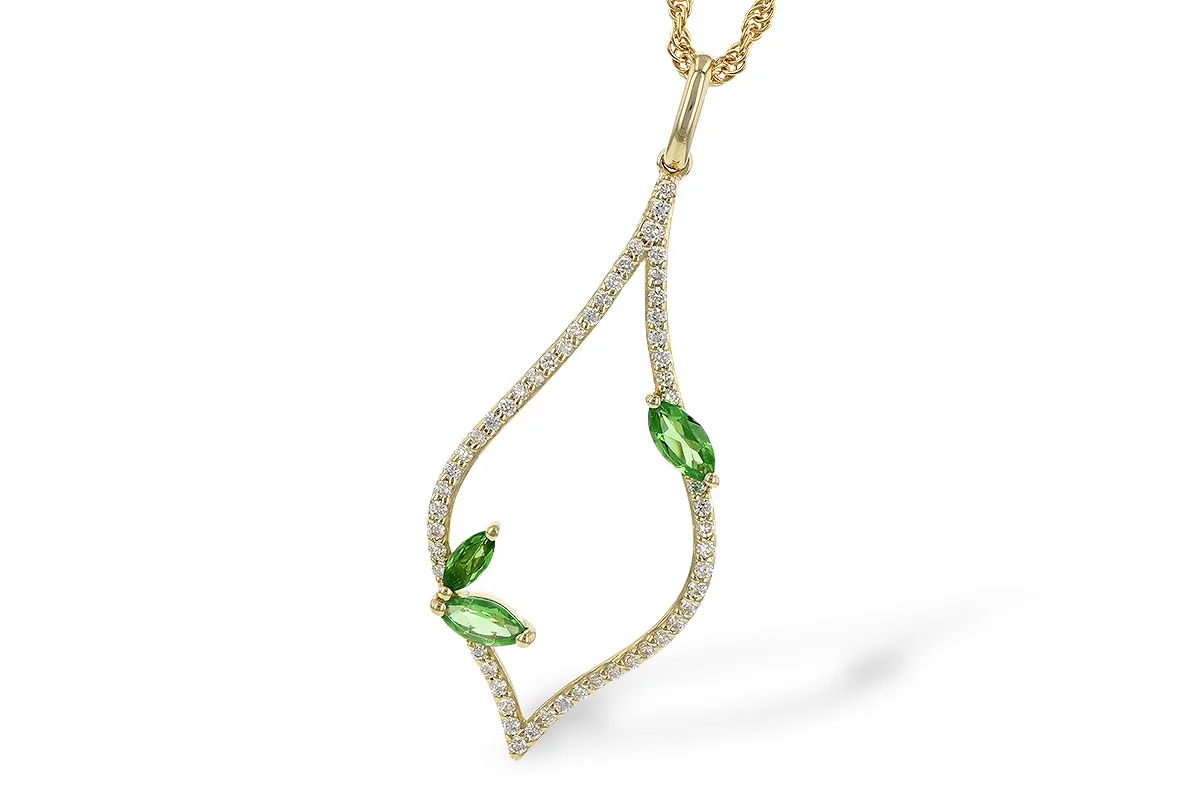 Green Garnet Necklace in yellow gold