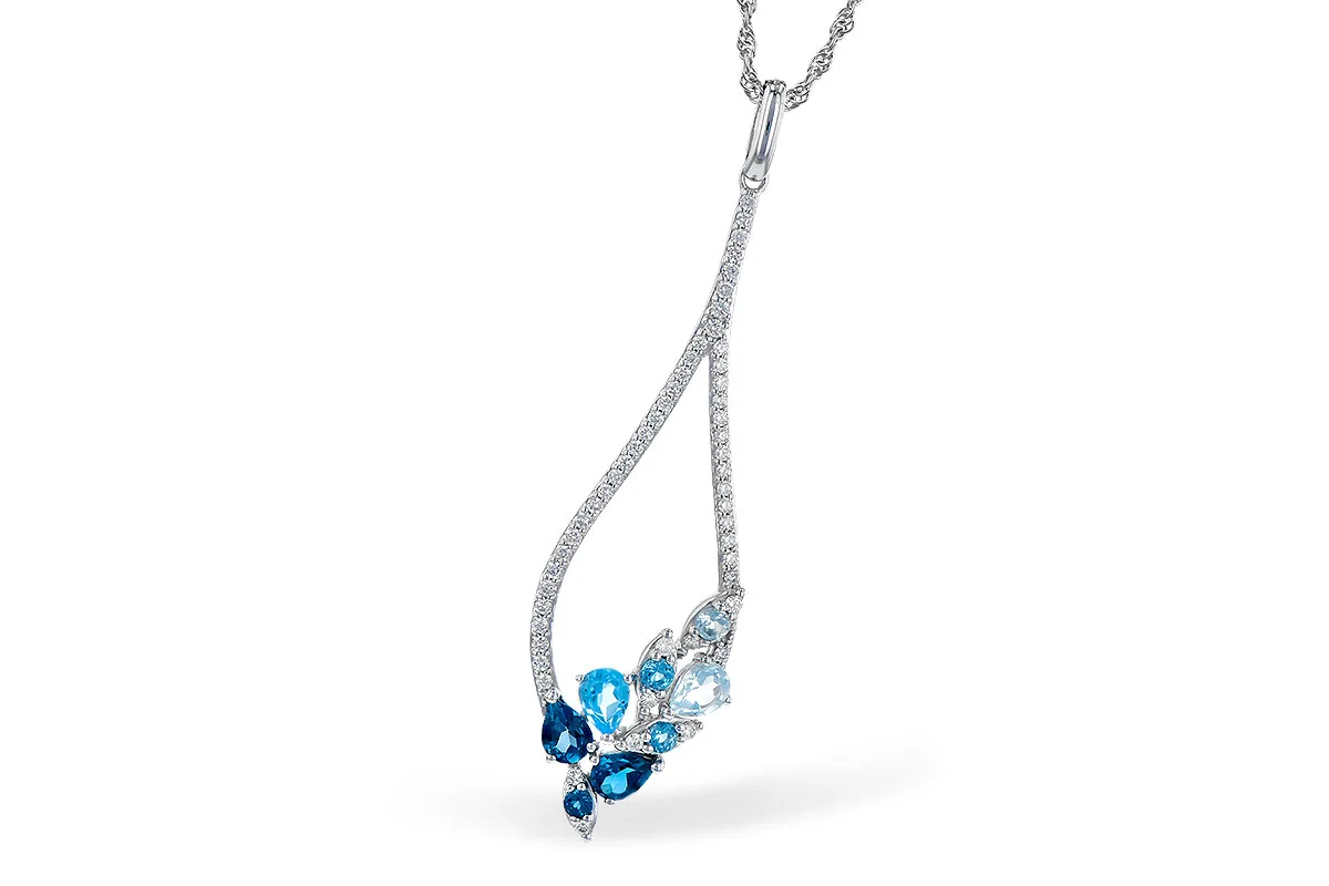 Blue Topaz Necklace in white gold