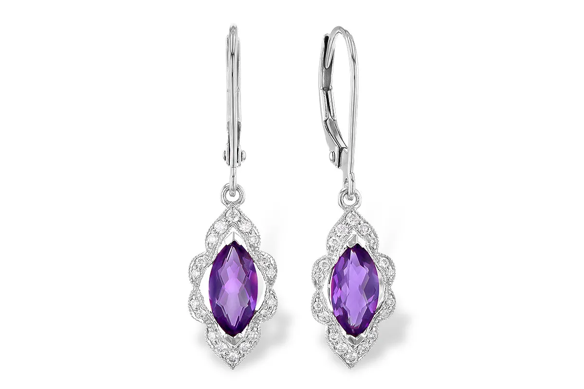 Amethyst Earrings in white gold