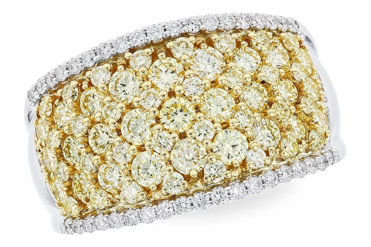 Diamond & Yellow Diamond Wedding Band in yellow & white
