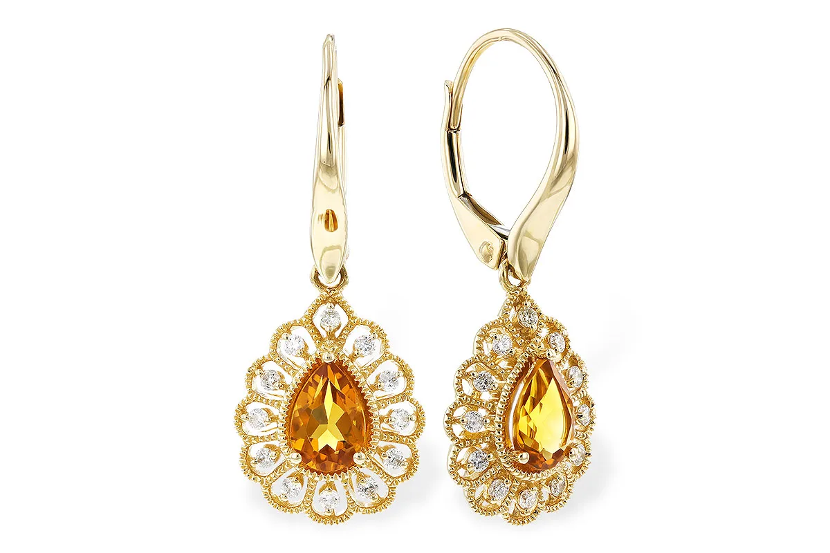Citrine Earrings in yellow gold