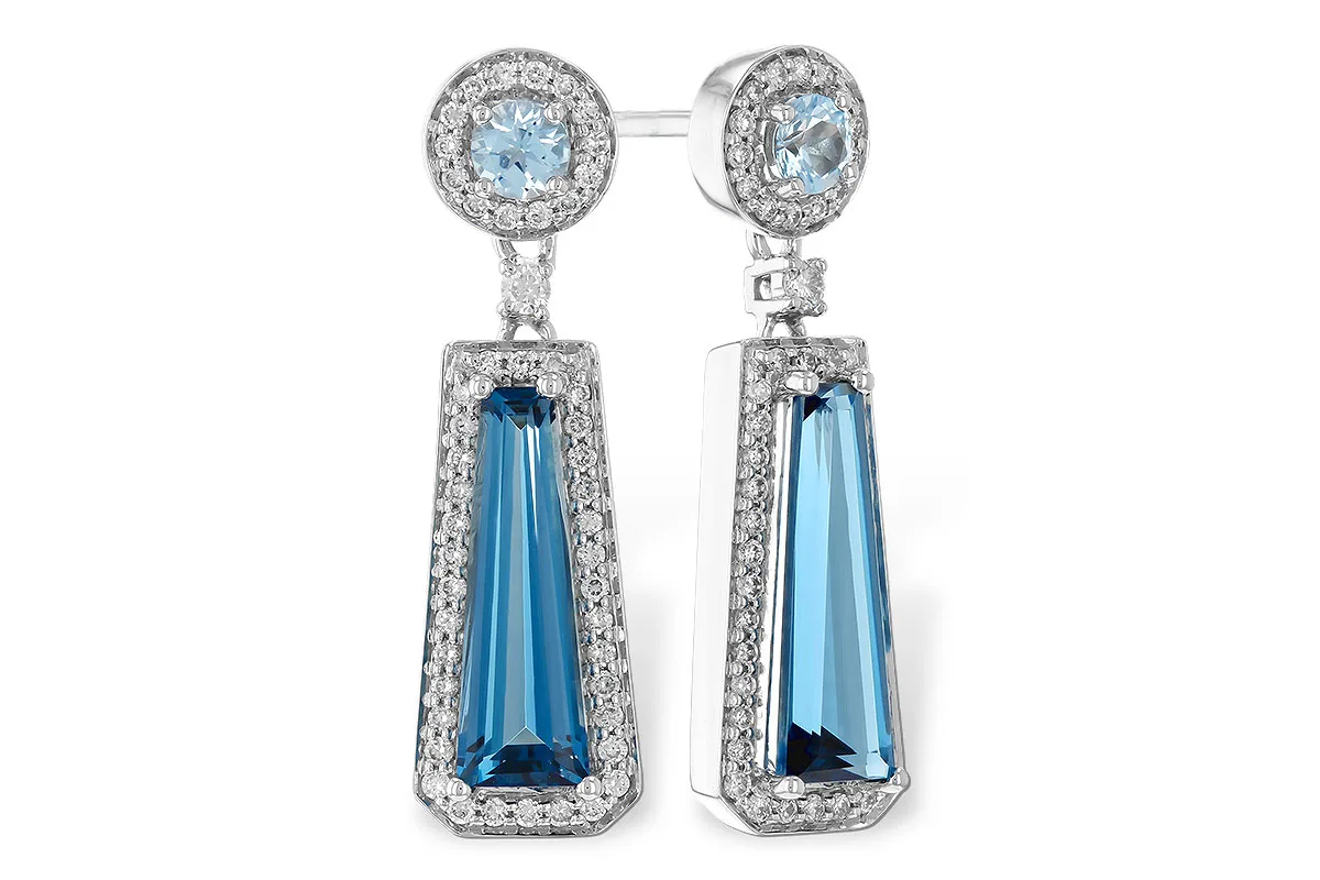 Blue Topaz Earrings in white gold