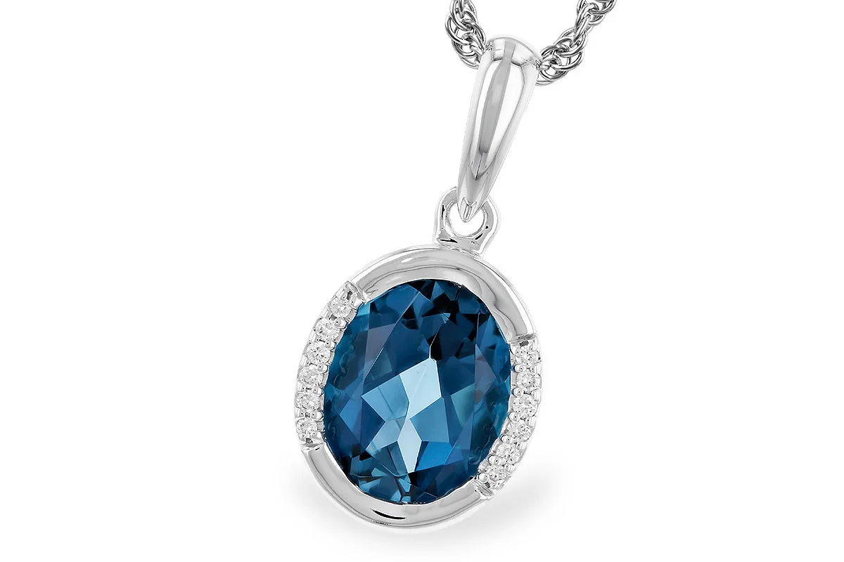 London Blue Topaz Necklace in white gold