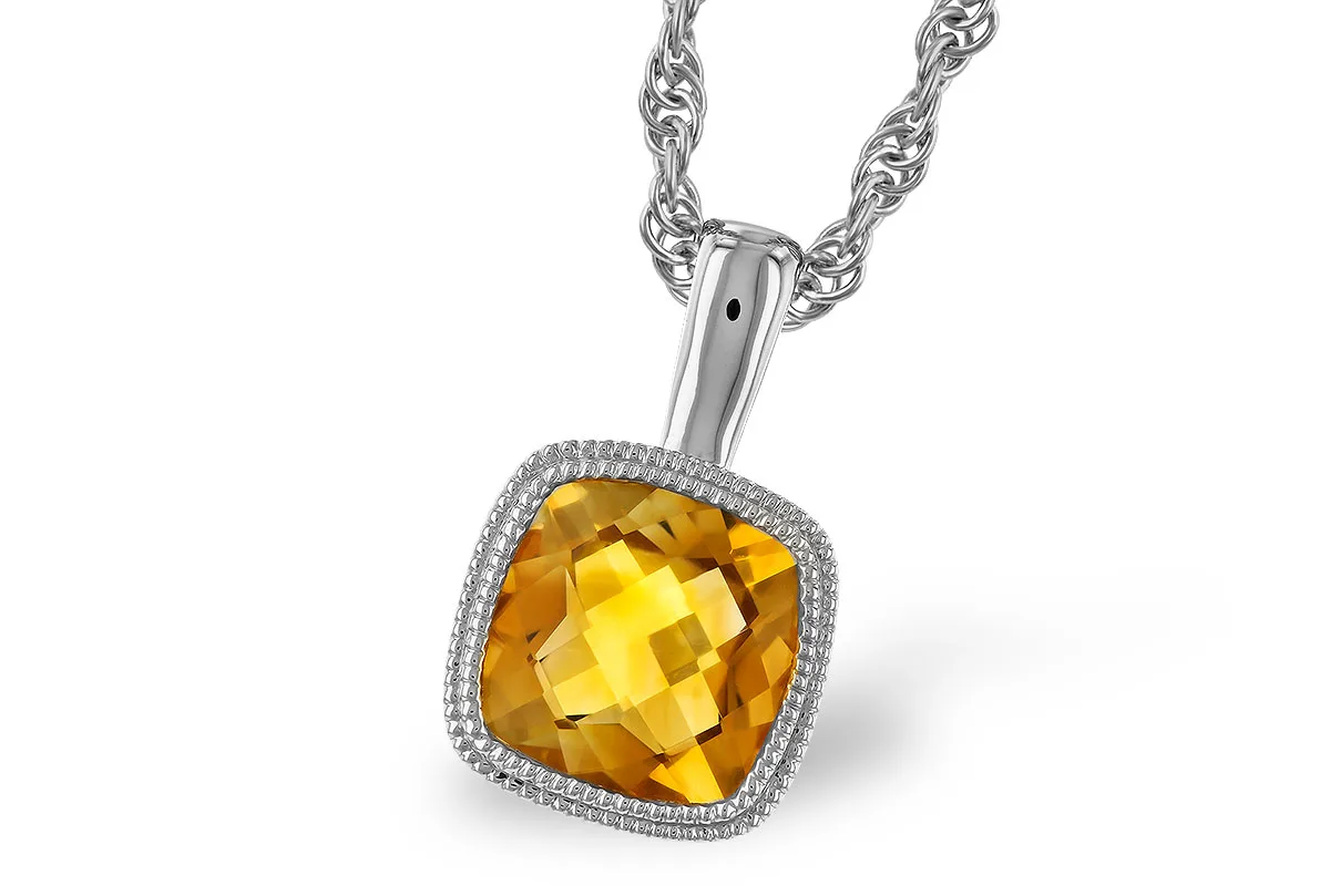 Citrine Necklace in white gold