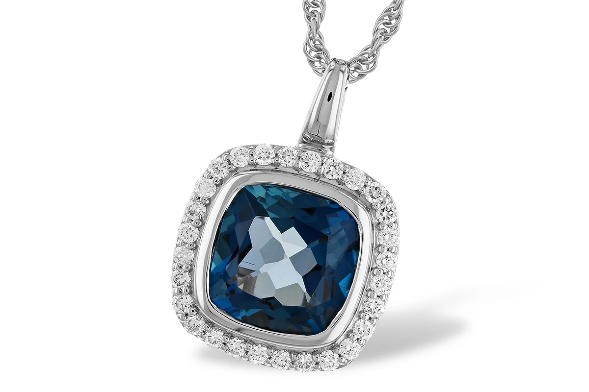 London Blue Topaz Necklace in white gold