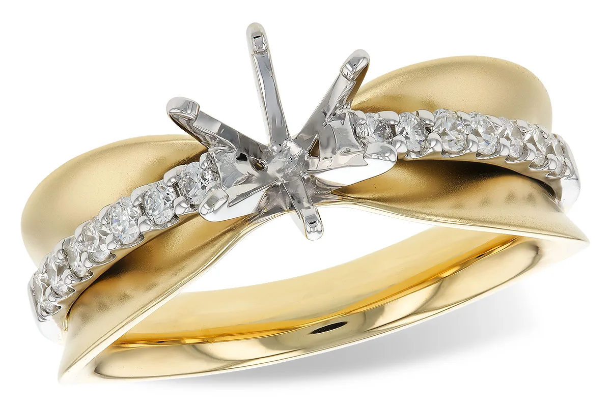 Diamond Semi-Mount Engagement Ring in yellow & white