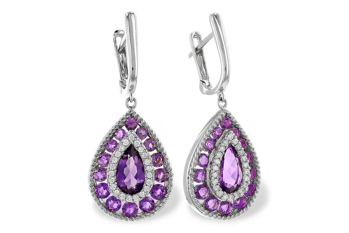 Amethyst Earrings in white gold
