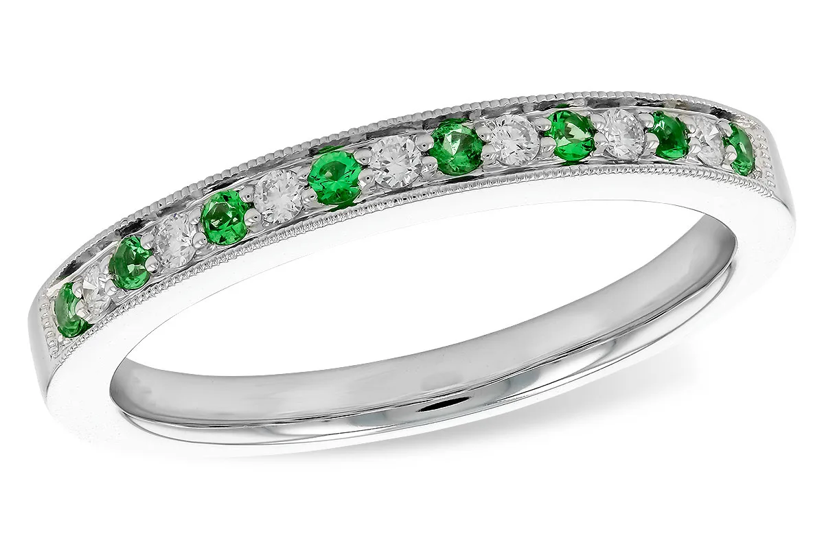 Emerald Wedding Band in white gold
