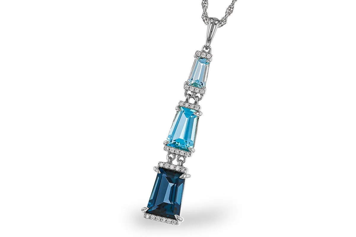 Blue Topaz Necklace in white gold