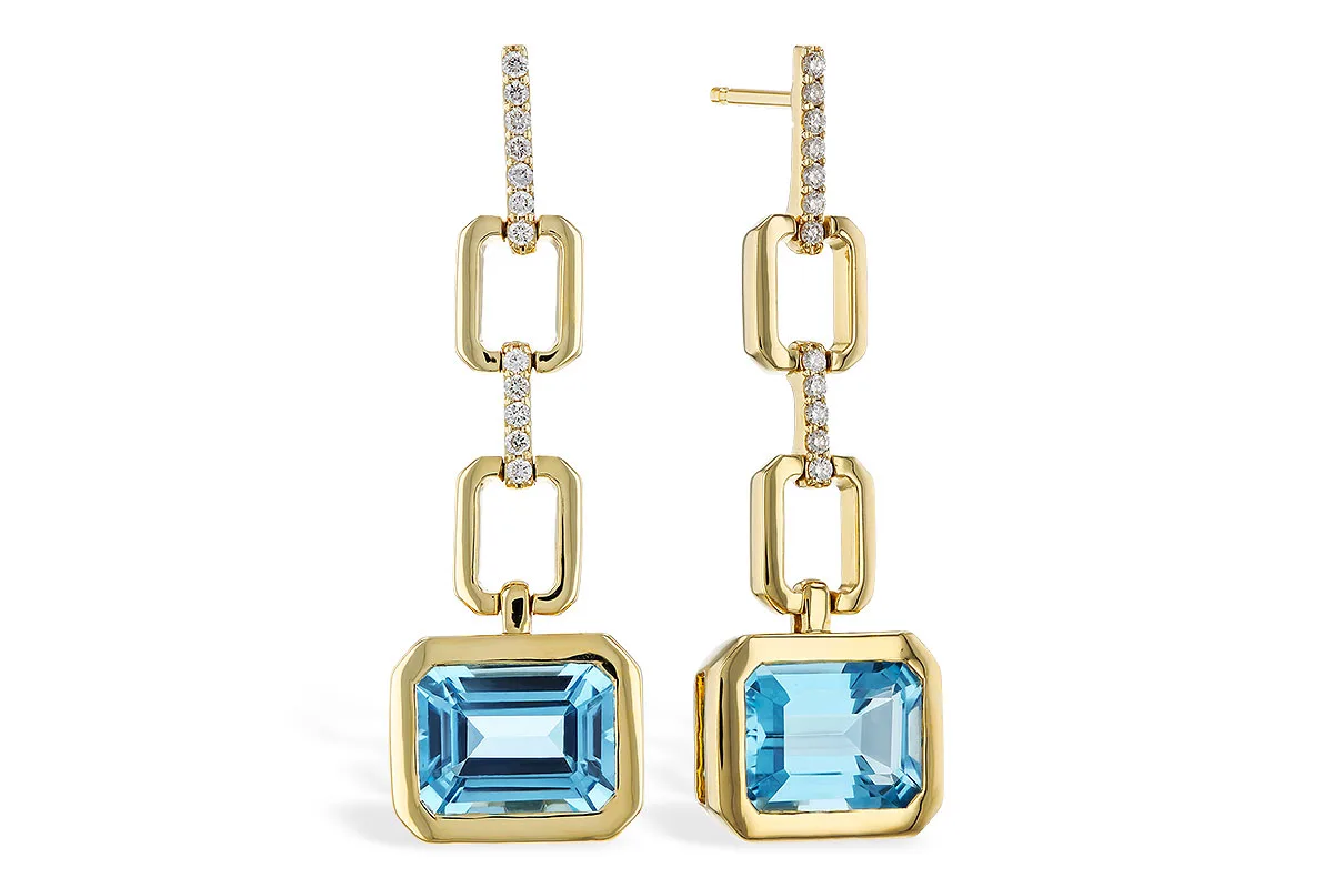 Blue Topaz Earrings in yellow gold