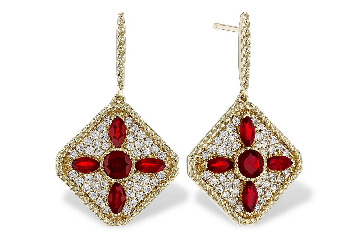 Ruby Earrings in yellow gold