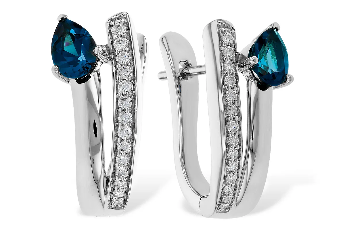London Blue Topaz Earrings in white gold