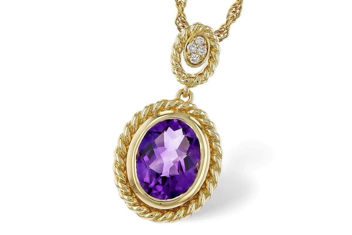 Amethyst Necklace in yellow gold