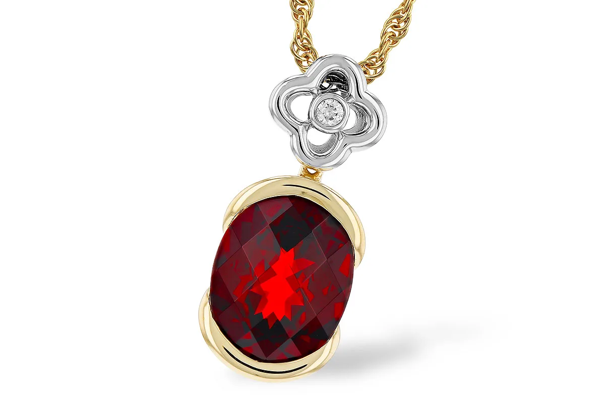 Garnet Necklace in yellow & white