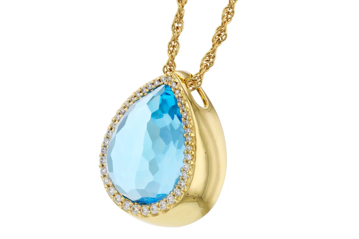 London Blue Topaz Necklace in yellow gold