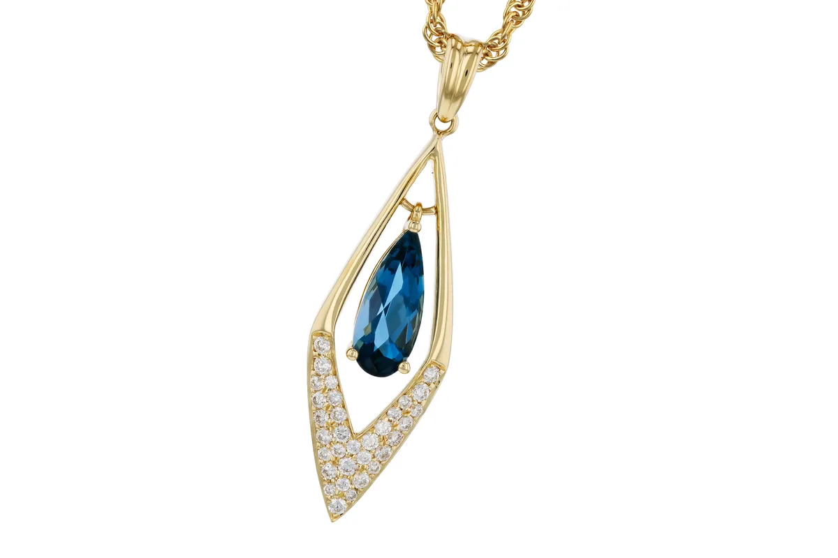 London Blue Topaz Necklace in yellow gold