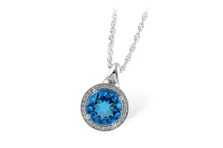 Blue Topaz Necklace in white gold
