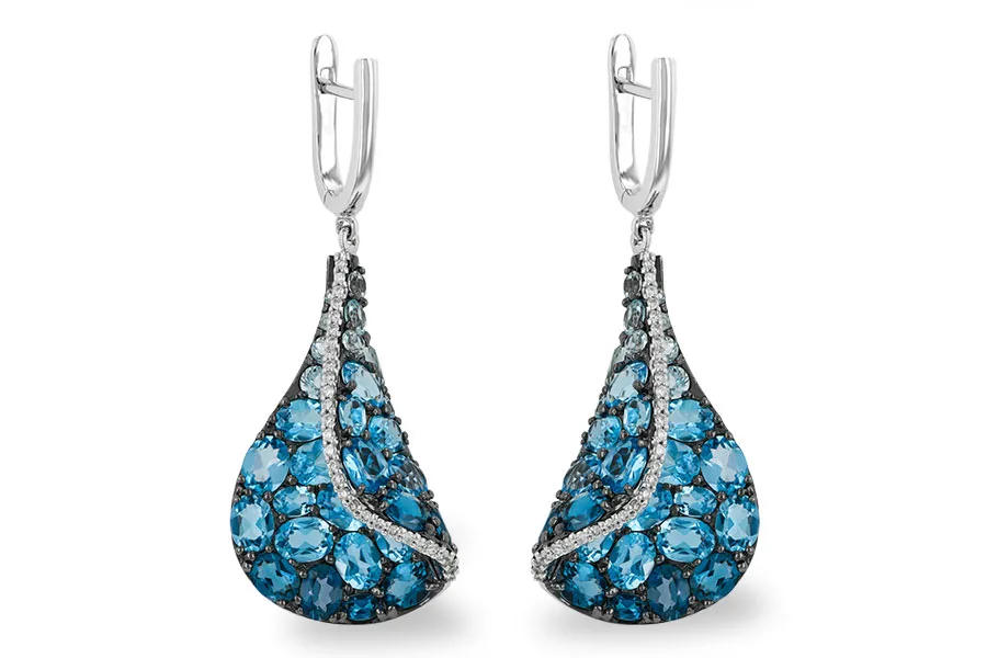 Blue Topaz Earrings in white gold