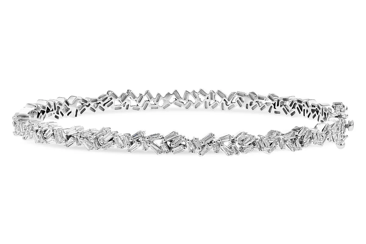 Baguette Diamond & Diamond Bangle in white gold
