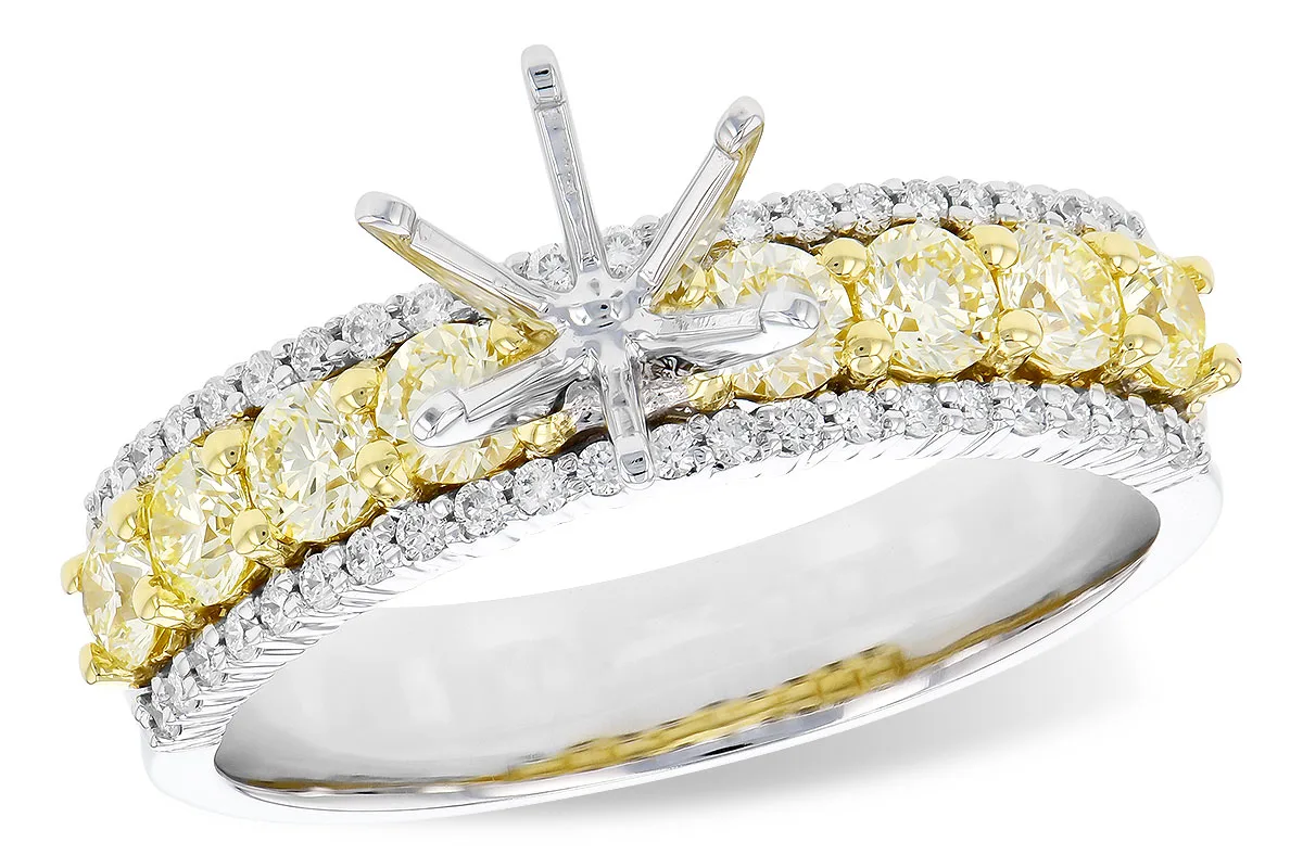 Diamond & Yellow Diamond Semi-Mount Engagement Ring in two-tone (reversed)