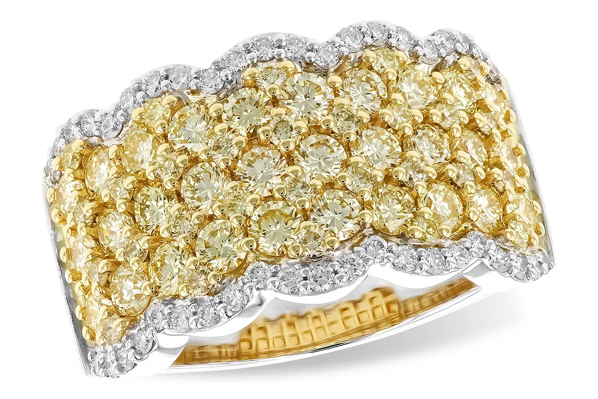 Diamond & Yellow Diamond Wedding Band in yellow & white