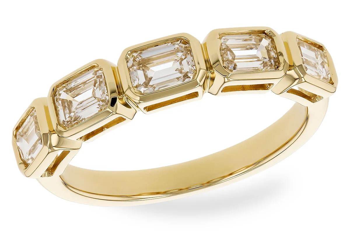 Emerald-Cut Diamond Wedding Band in yellow gold