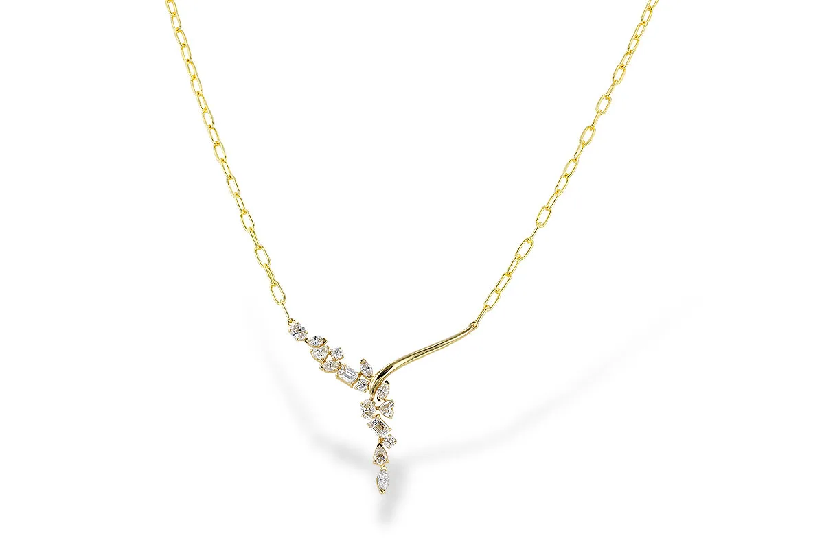 Fancy-Cut Diamond Necklace in yellow gold