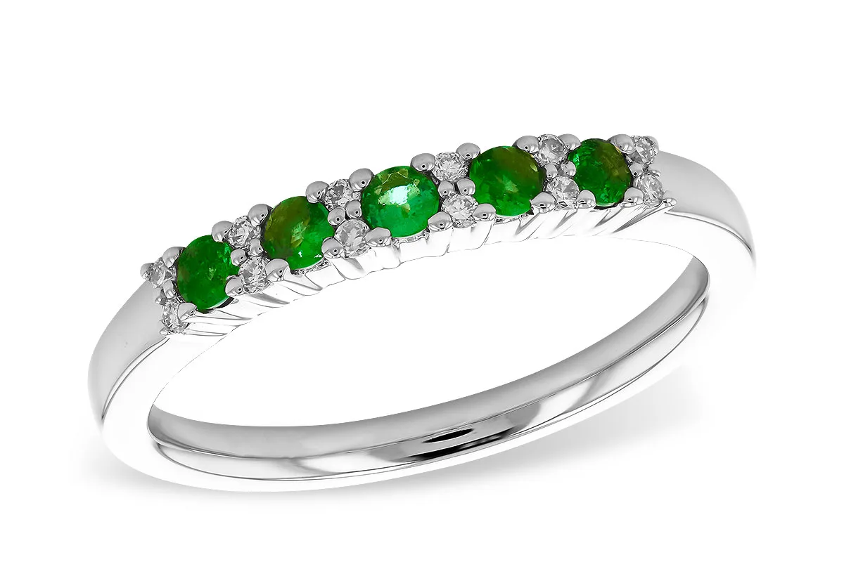 Emerald Wedding Band in white gold