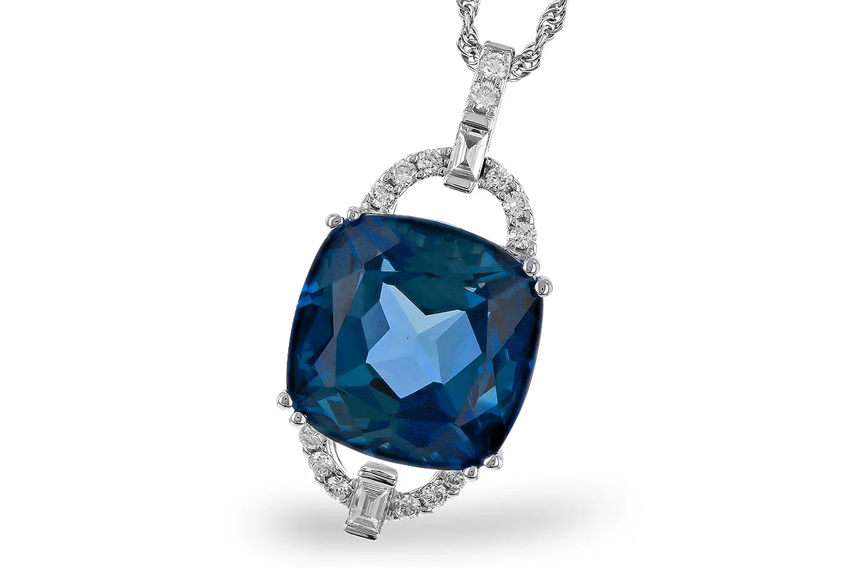 London Blue Topaz Necklace in white gold