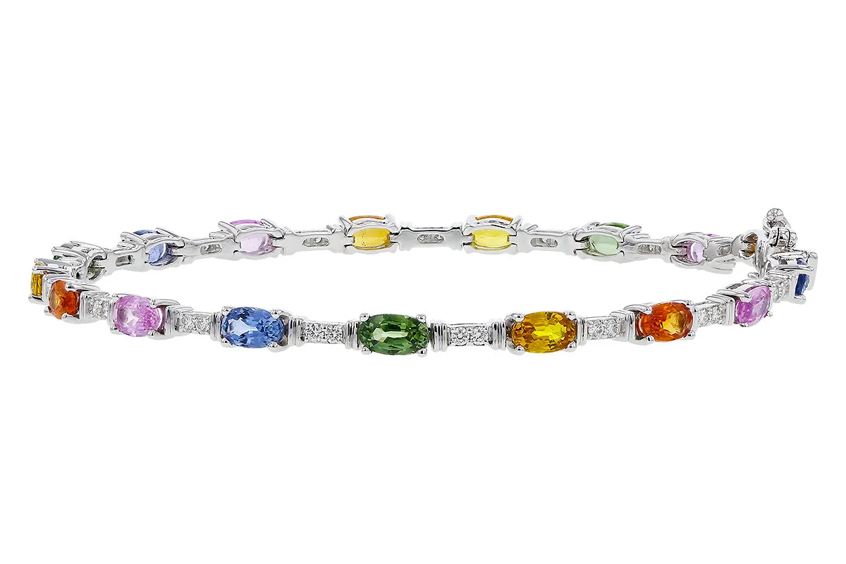 Multi-Color Gemstone & Sapphire Bracelet in white gold