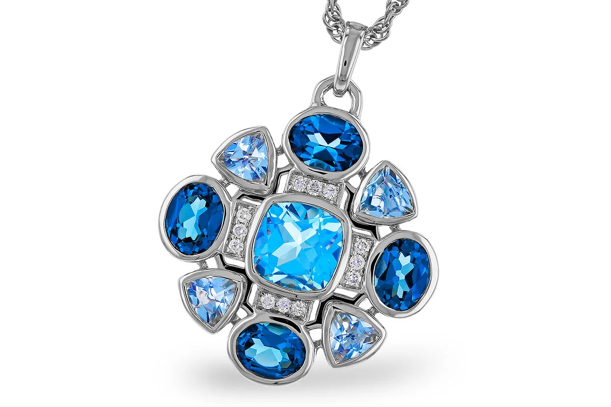 Blue Topaz Necklace in white gold
